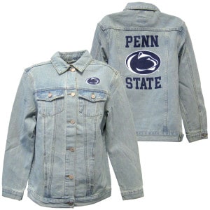 women's denim jacket Penn State and Athletic Logo on back, Athletic Logo on left chest
